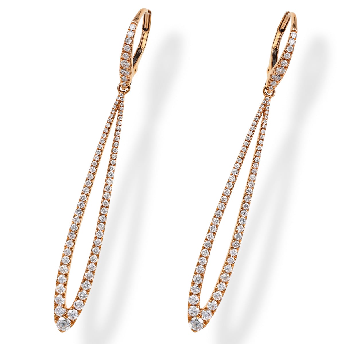 14K Yellow Gold Pear Shaped Diamond Stud Earrings, 1.40 Tcw
