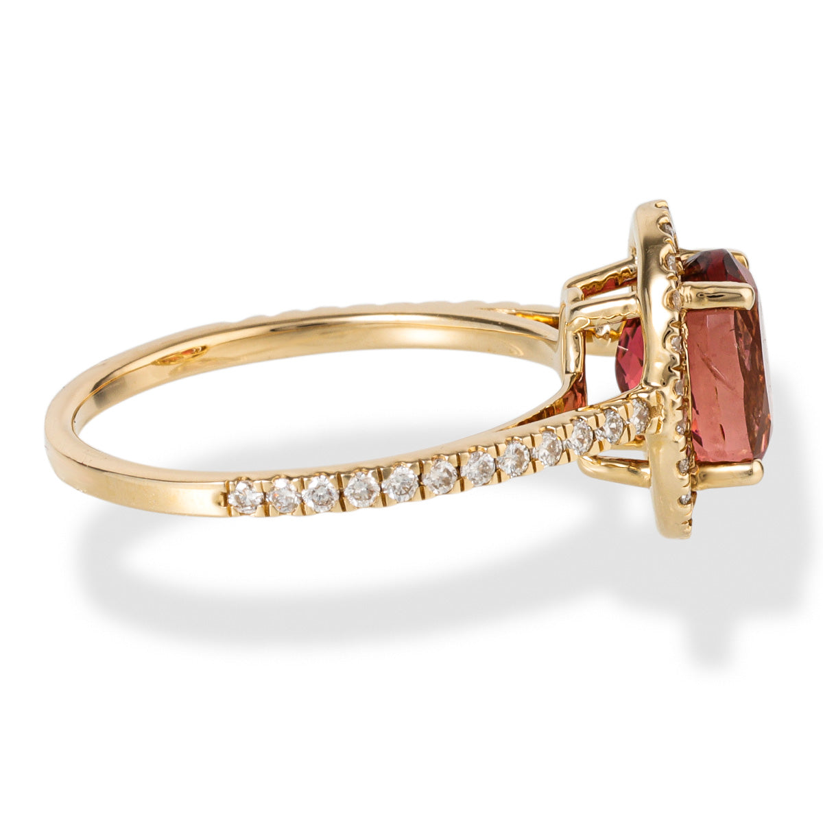Anillo De Oro Amarillo De 14 Quilates Forma Ovalada De Diamantes/Turmalina 2.24 Ct.