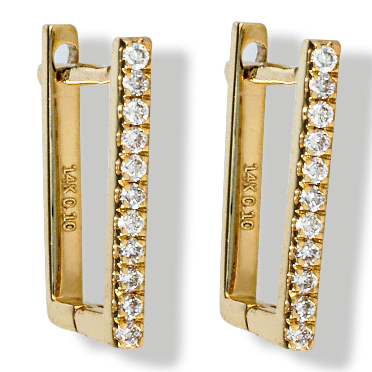 14K. Pendientes De Diamantes.  0.17 TCW.