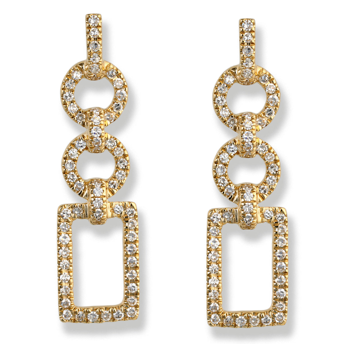 Pendientes De Oro Amarillo De 14K Con Diamantes  0.20 TCW.