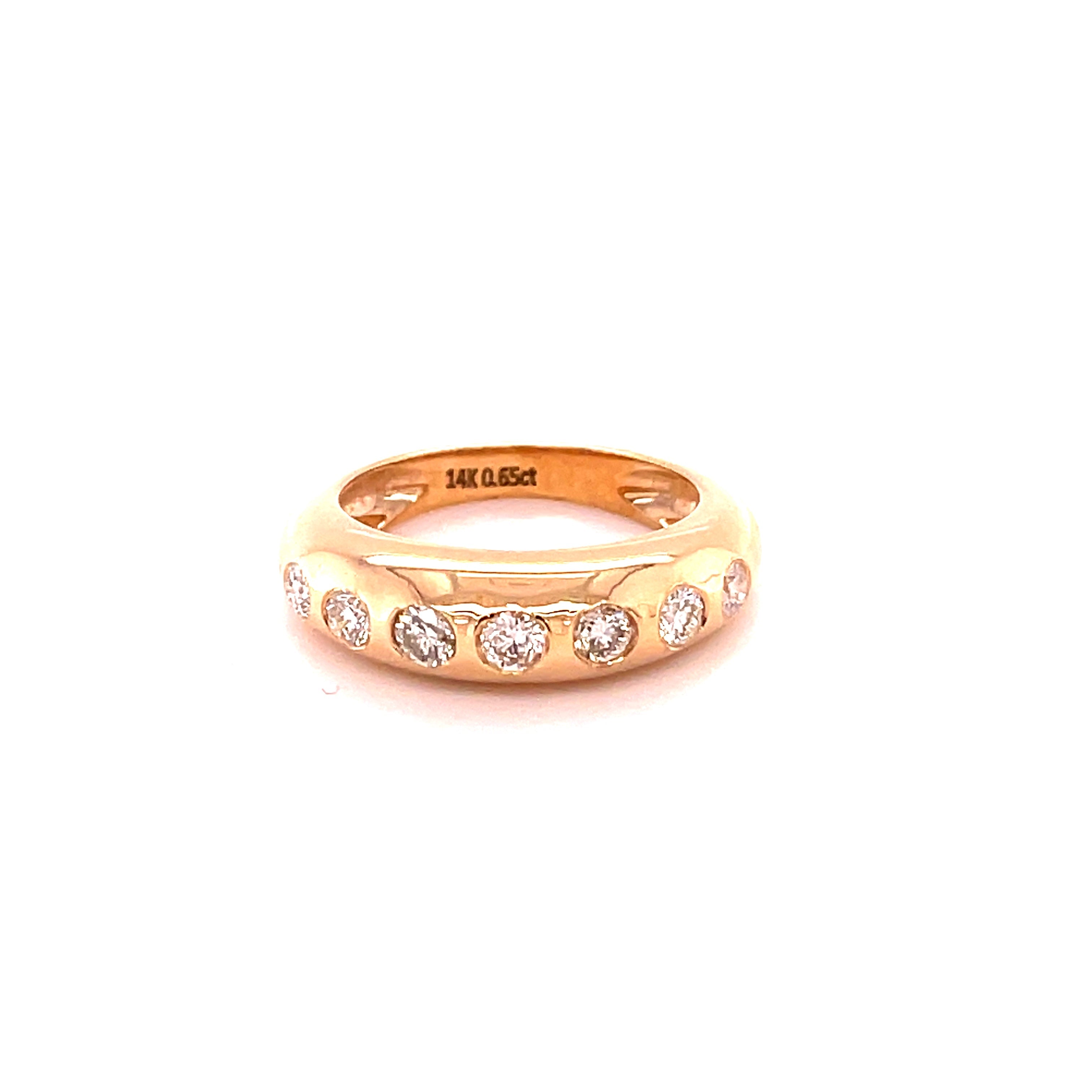 Anillo Gitano De Oro Amarillo De 14Kt 7 Diamantes 0.64 Ct.