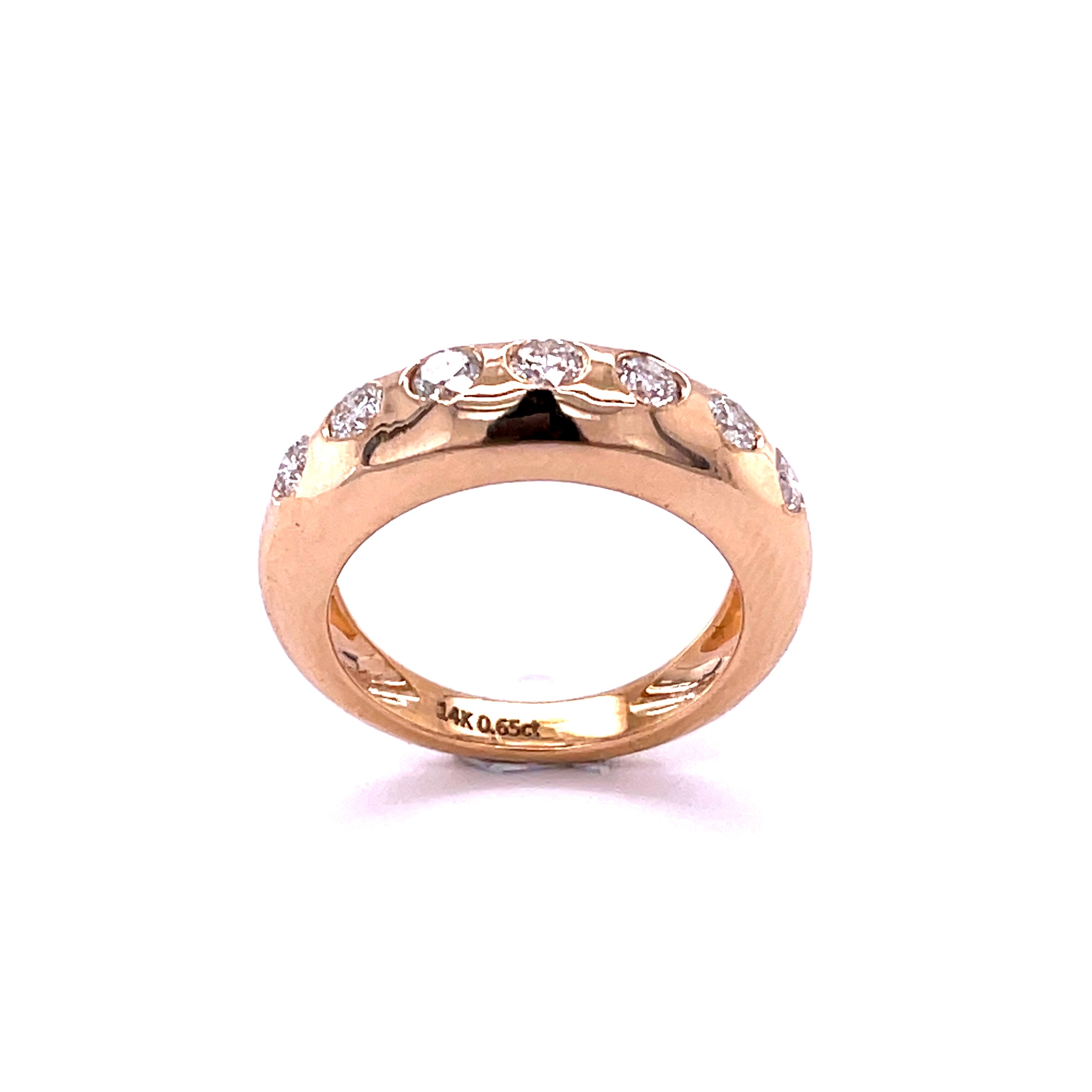 Anillo Gitano De Oro Amarillo De 14Kt 7 Diamantes 0.64 Ct.