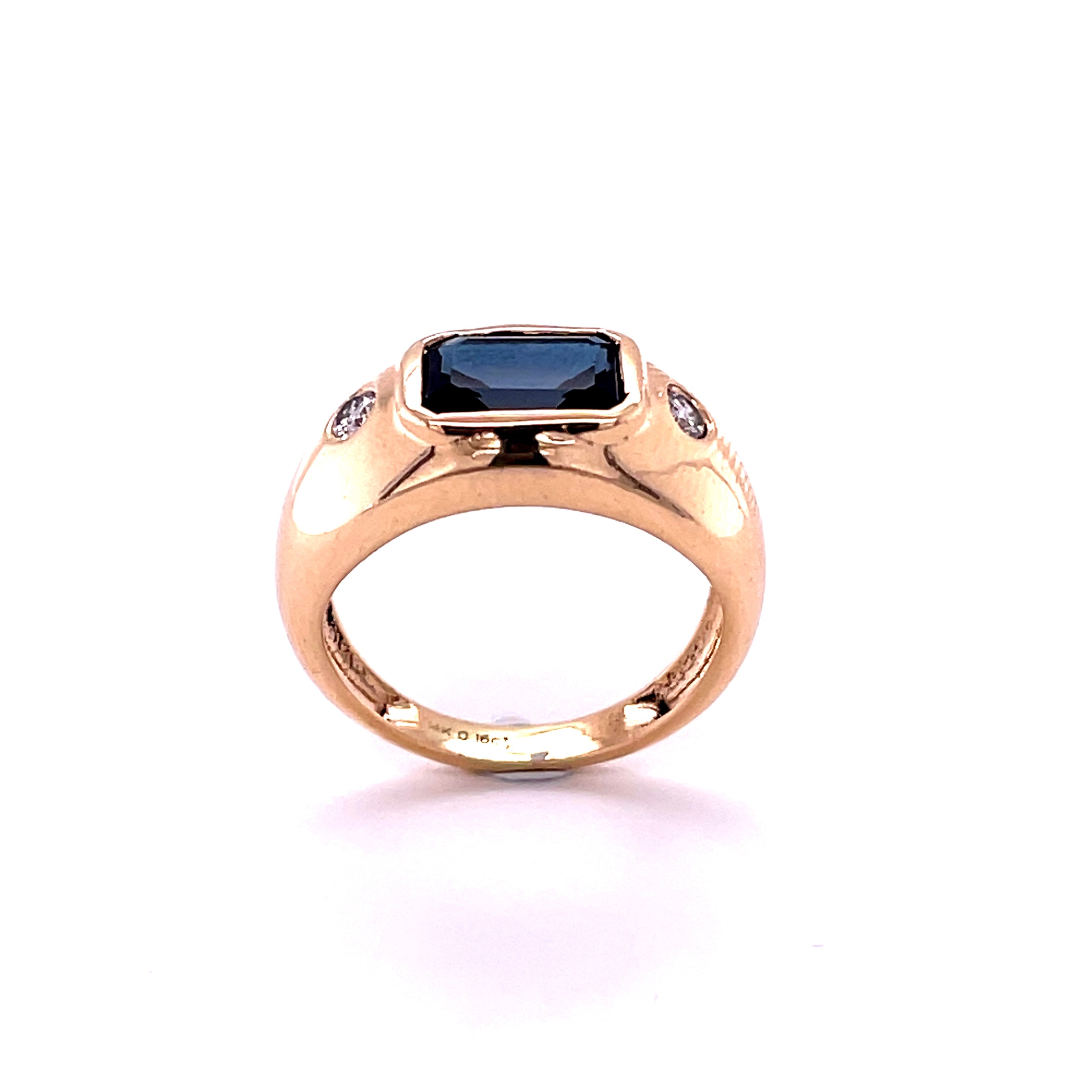 Anillo De Topacio Azul Londres En Oro Amarillo De 14 Quilates Con Diamantes 2.63 Ct.