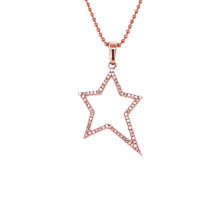 Colgante Estrella De Oro De 14K Con Diamantes 0.12 Ct.