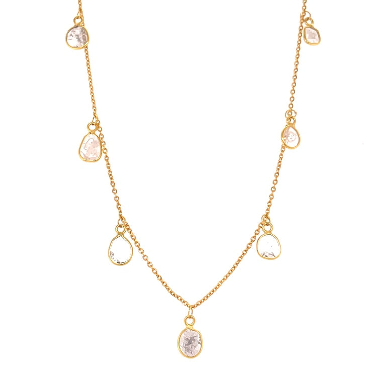 Collar De Oro De 18 Quilates Con Corte De Diamante 1.4 Ct.