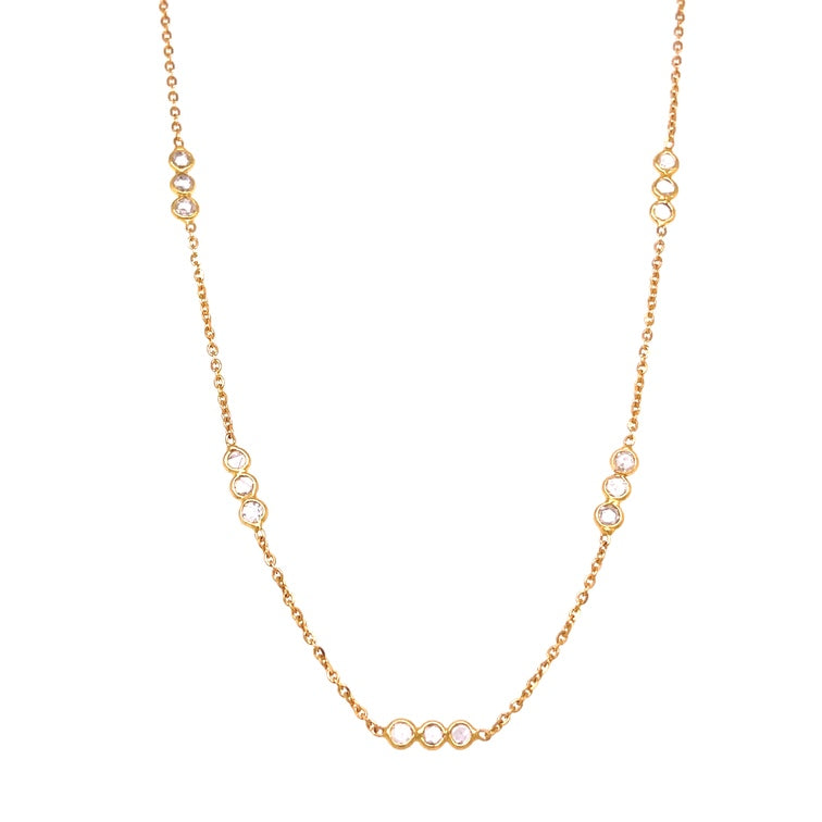 Collar Con Bisel De Diamantes En Oro Amarillo De 14 Kt Por Medio, 1.12 CT