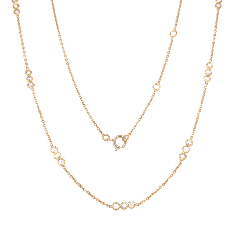 Collar Con Bisel De Diamantes En Oro Amarillo De 14 Kt Por Medio, 1.12 CT