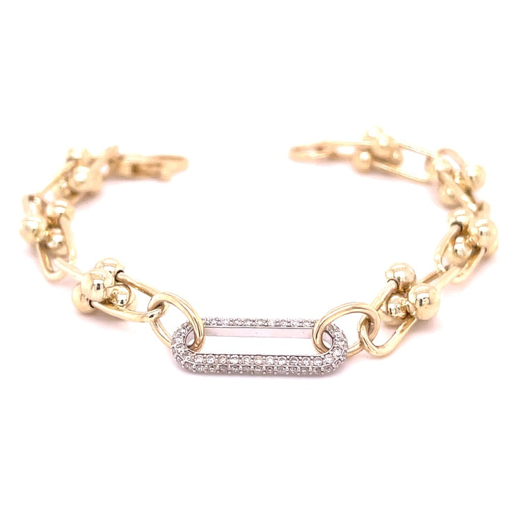 Enlace U De Oro De 14 Quilates Con Brazalete De Un Eslabón De Diamantes 0.72 Ct.