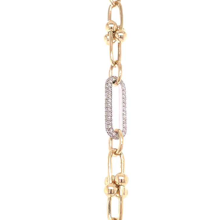 Enlace U De Oro De 14 Quilates Con Brazalete De Un Eslabón De Diamantes 0.72 Ct.