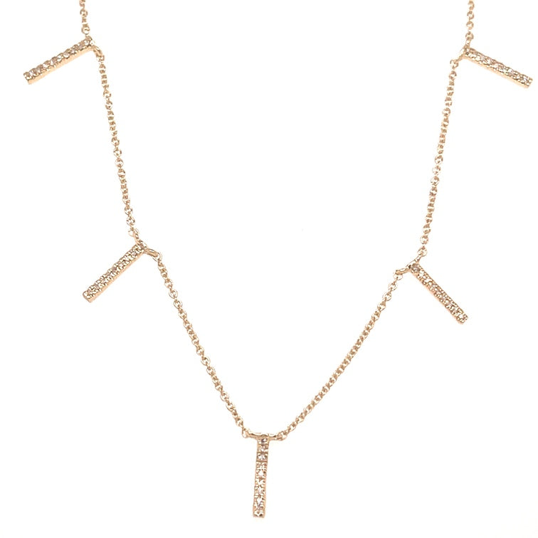 Collar De Barra Colgante De Diamantes De 14Kt 0.1 Ct.