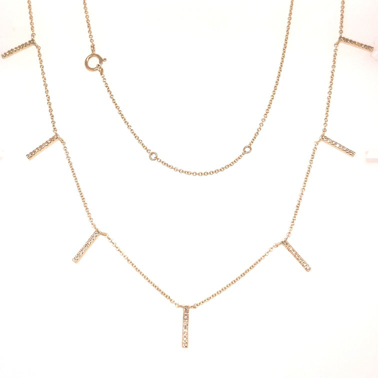 Collar De Barra Colgante De Diamantes De 14Kt 0.1 Ct.