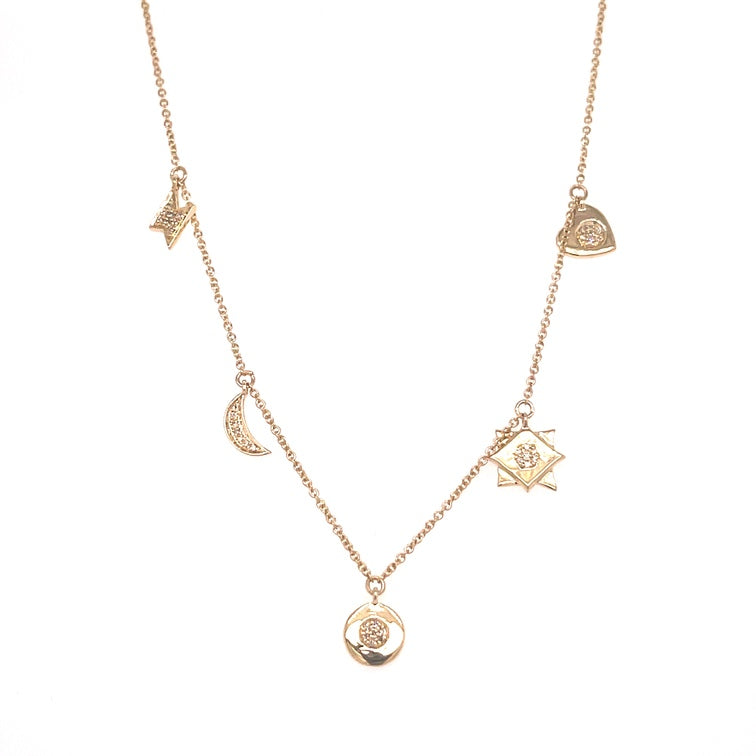 Collar De Diamantes De Oro De 14 Kt 0.05 Ct.
