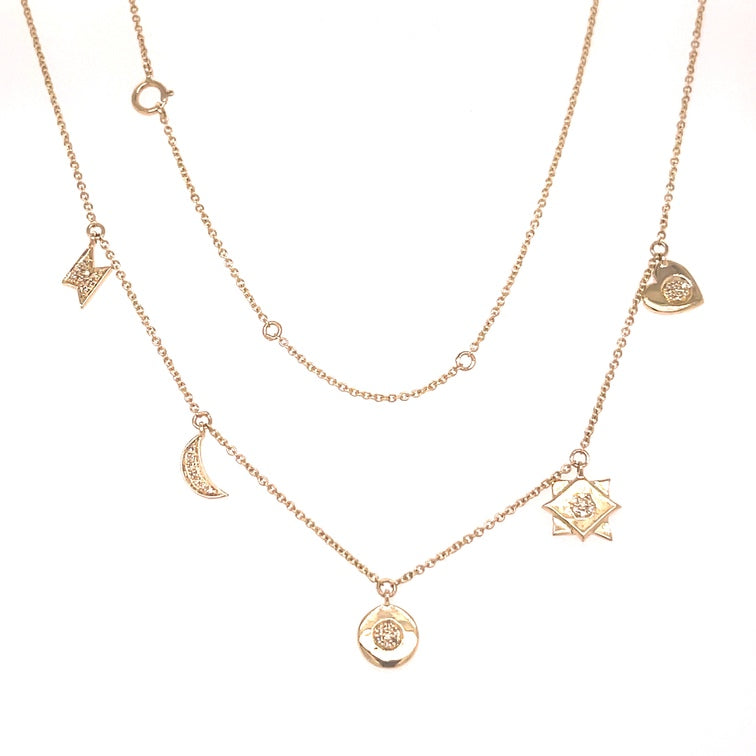 Collar De Diamantes De Oro De 14 Kt 0.05 Ct.