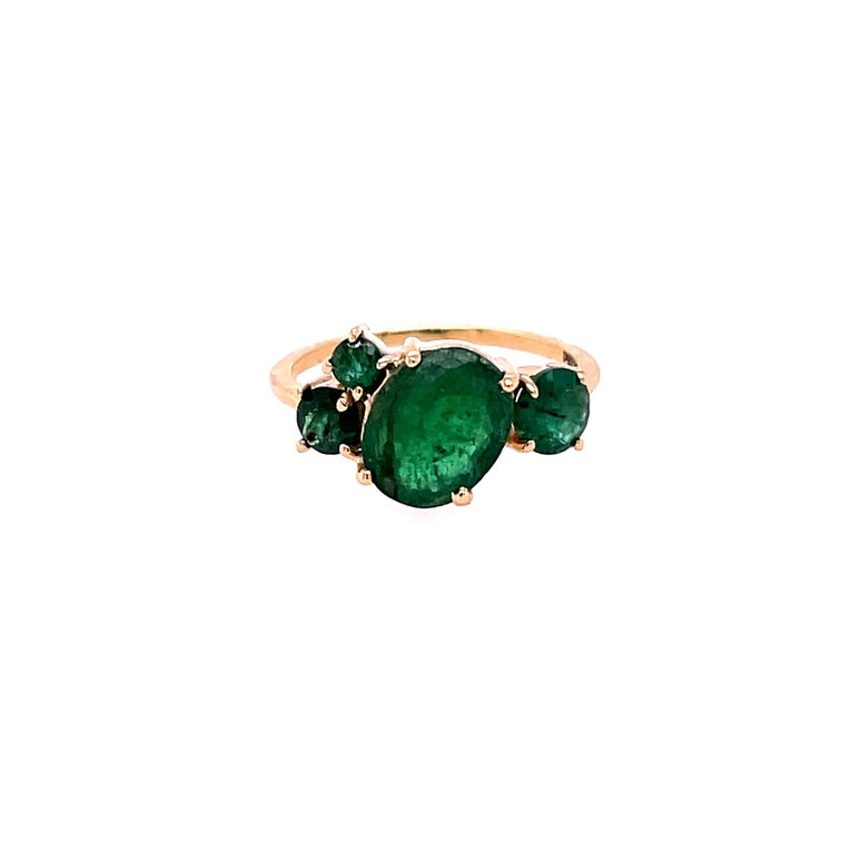 Anillo De Oro Amarillo De 14 Quilates Con Esmeralda 2.85 Ct.