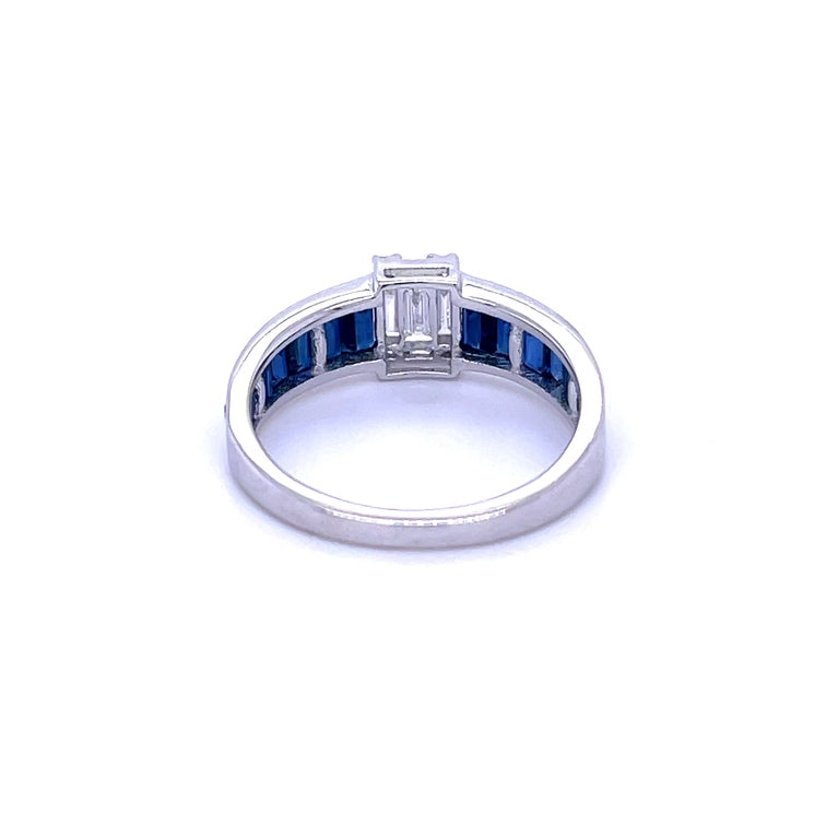 Anillo De Oro Blanco De 14 Quilates Con Diamantes Y Zafiros 2.13 Ct.