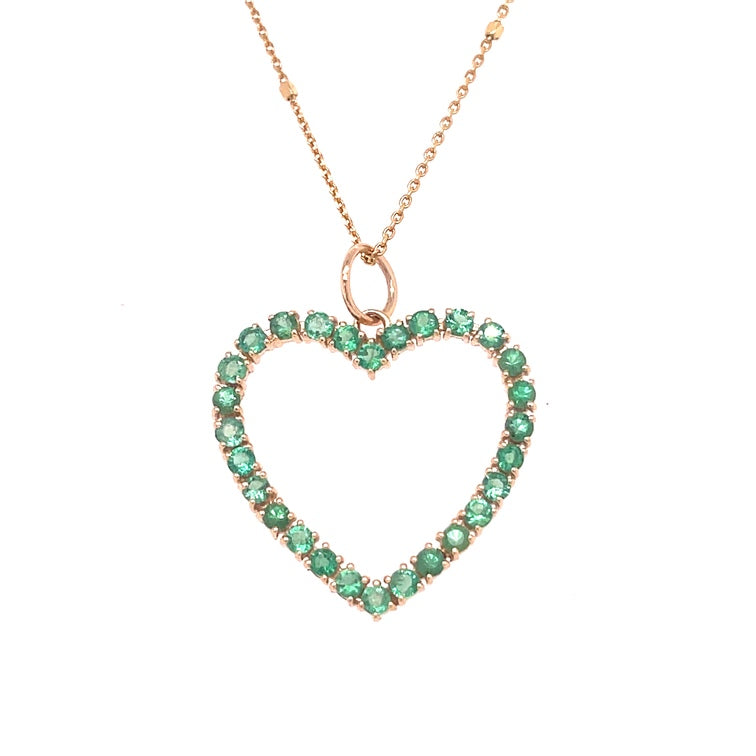 Colgante Corazón De Esmeralda En Oro Amarillo De 14 Kt 1.55 Ct.