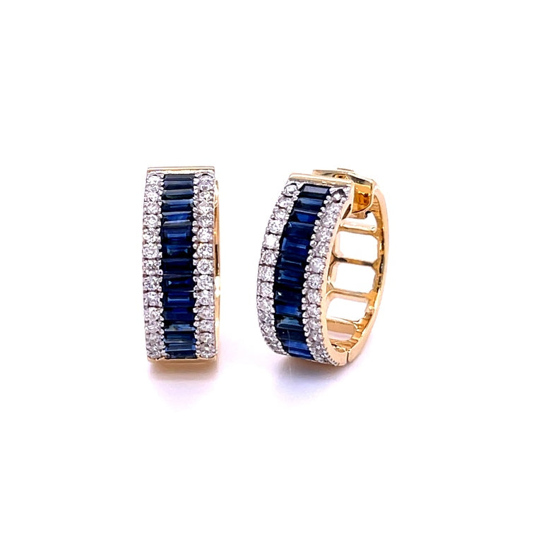 Pendiente De Zafiro De Oro Amarillo De 14 Quilates Con Diamantes 3.7 Ct.