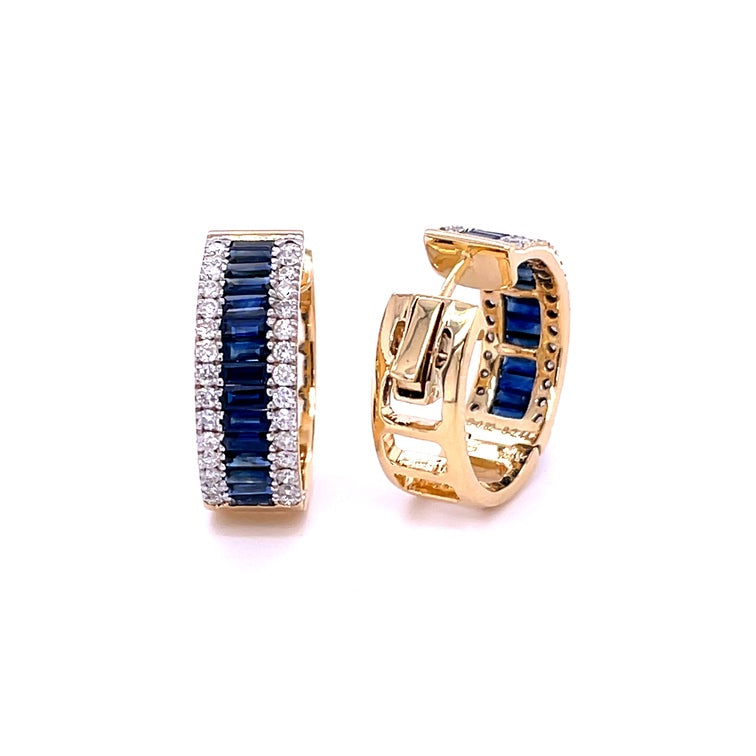 Pendiente De Zafiro De Oro Amarillo De 14 Quilates Con Diamantes 3.7 Ct.