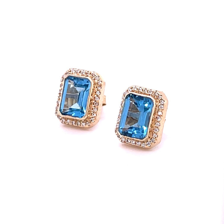 Pendiente Topacio Oro Amarillo De 14 Quilates Con Diamantes 2.75 Ct.