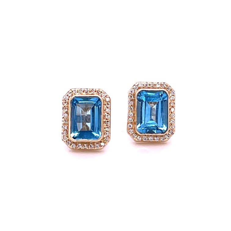 Pendiente Topacio Oro Amarillo De 14 Quilates Con Diamantes 2.75 Ct.