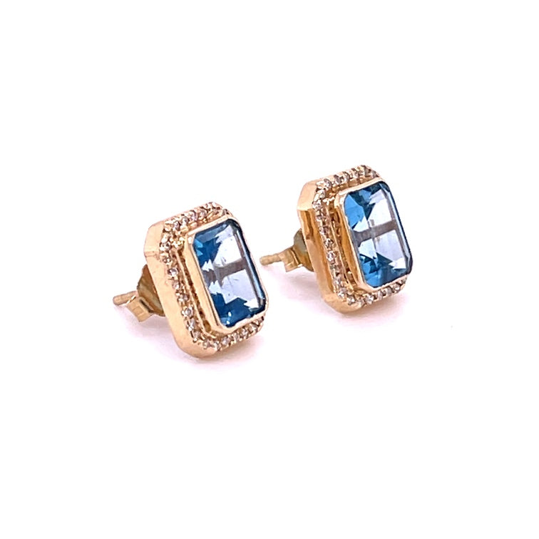 Pendiente Topacio Oro Amarillo De 14 Quilates Con Diamantes 2.75 Ct.