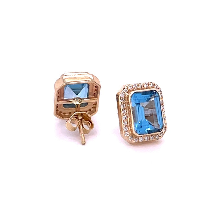 Pendiente Topacio Oro Amarillo De 14 Quilates Con Diamantes 2.75 Ct.