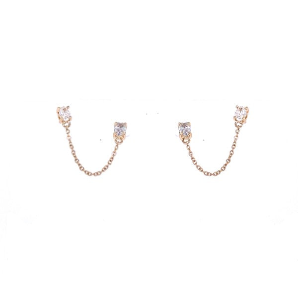 Pendientes De Cadena Doble En Oro Amarillo De 14 K  0.4  TCW.
