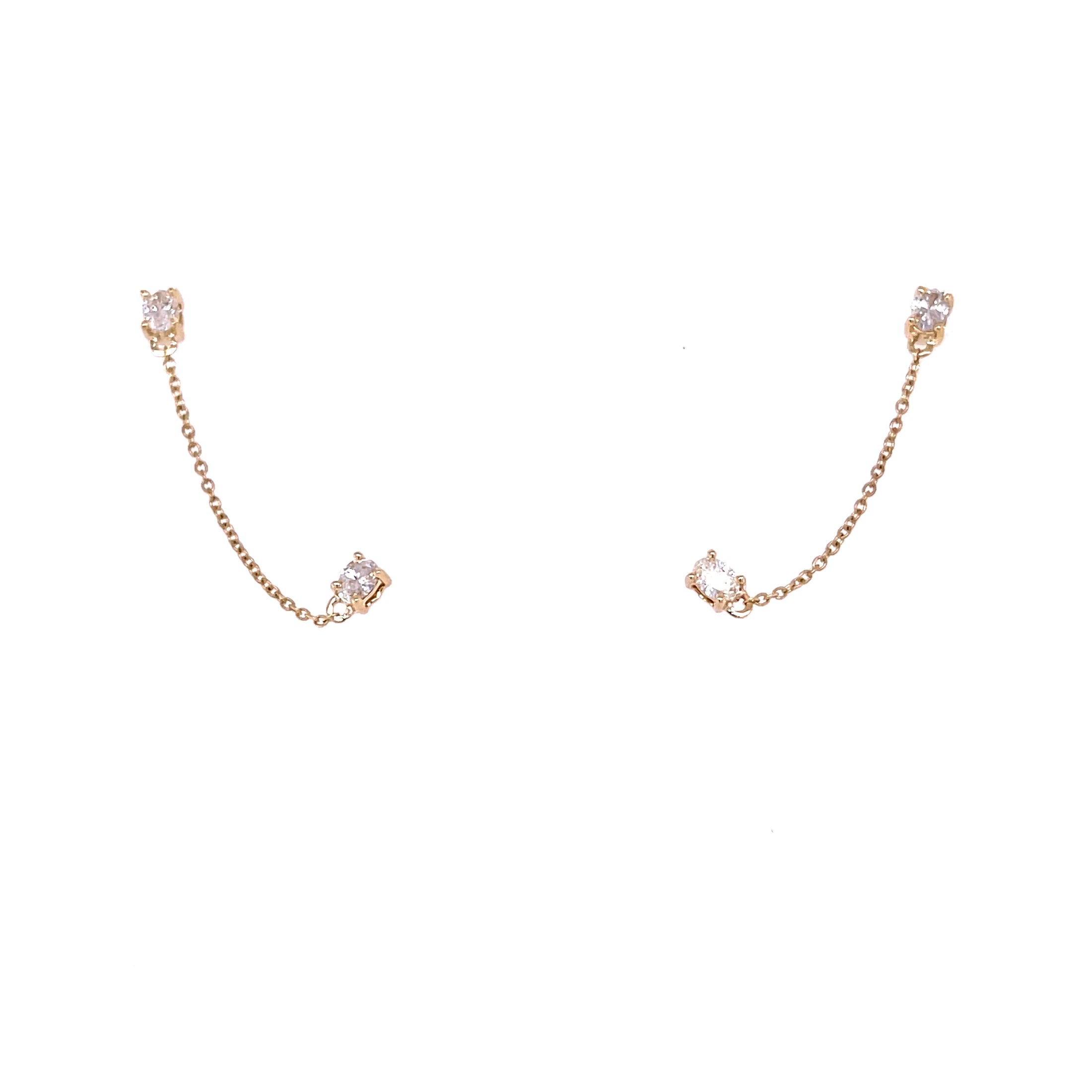 Pendientes De Cadena Doble En Oro Amarillo De 14 K  0.4  TCW.