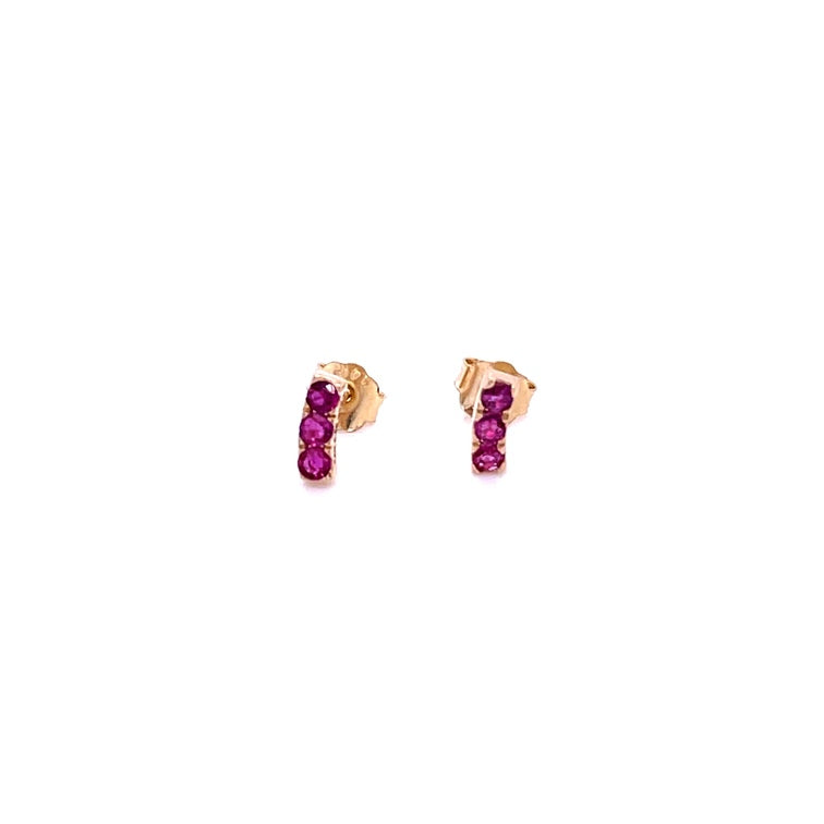 Pendiente De Rubí De Oro Amarillo De 14Kt 0.22 Ct.