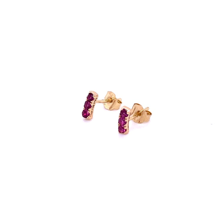 Pendiente De Rubí De Oro Amarillo De 14Kt 0.22 Ct.