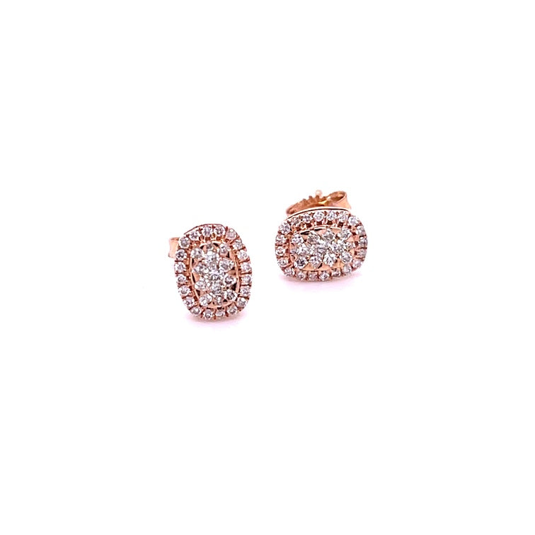 Rectangle Diamond Stud Earring in 14Kt Rose Gold, 0.36 CT