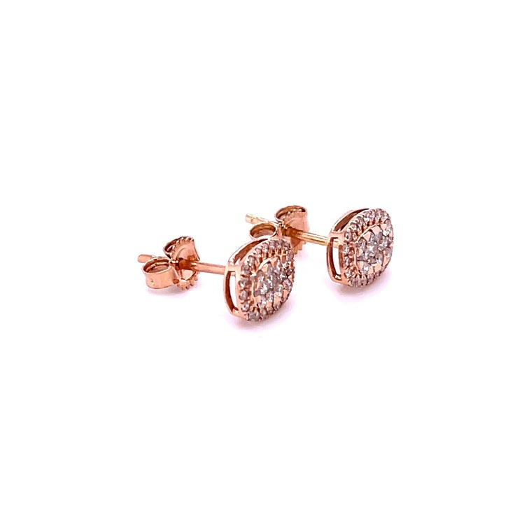 Rectangle Diamond Stud Earring in 14Kt Rose Gold, 0.36 CT