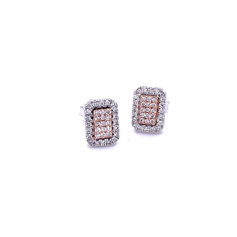 Pendientes De Diamantes De 2 Tonos De Oro De 14K  0.35 TCW.