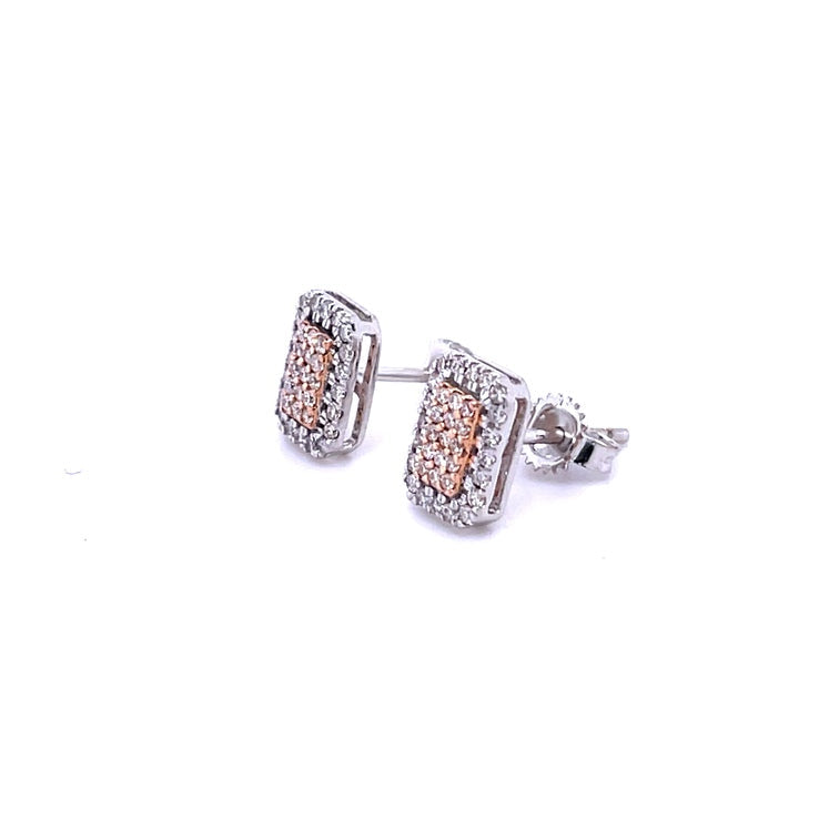 Pendientes De Diamantes De 2 Tonos De Oro De 14K  0.35 TCW.