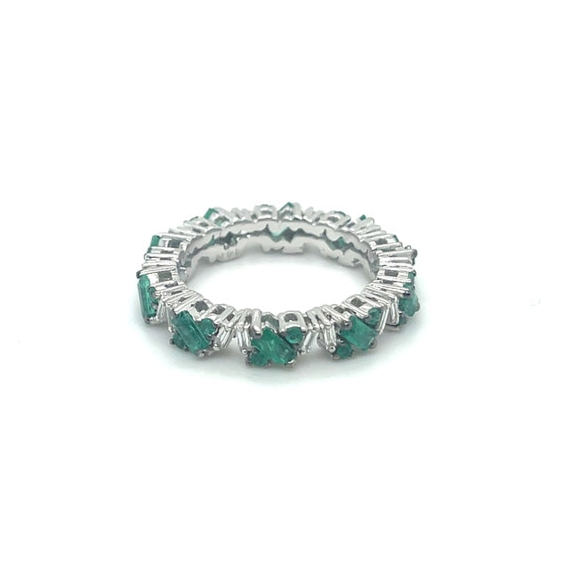 Anillo de Diamantes & Esmeralda en Oro Blanco de 14K 1.80ct