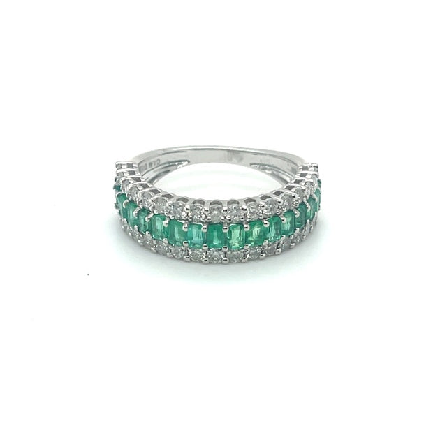 Anillo de Diamantes & Esmeralda en Oro Blanco de 14K 2.49ct
