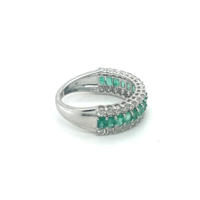 Anillo de Diamantes & Esmeralda en Oro Blanco de 14K 2.49ct