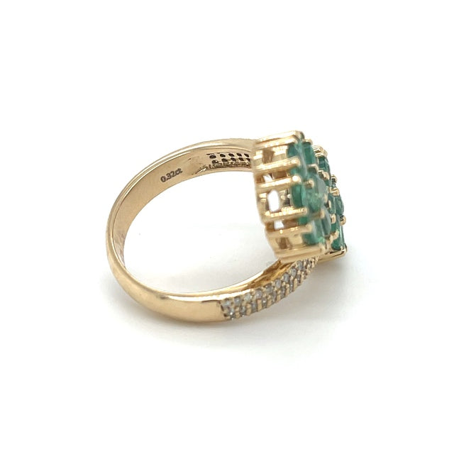 Anillo De Diamantes Esmeralda 3.02 Ct.