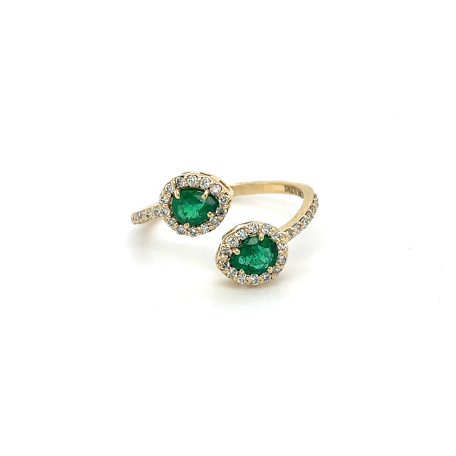 Anillo De Diamantes En Forma De Pera Esmeralda De 14 Quilates 0.88 Ct.