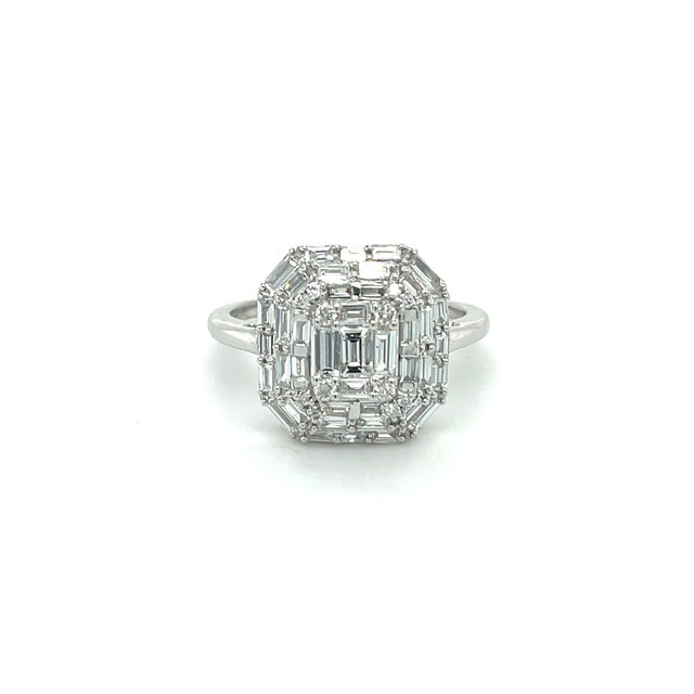 Anillo De Diamantes De Oro Blanco De 18 K 1.02 Ct.