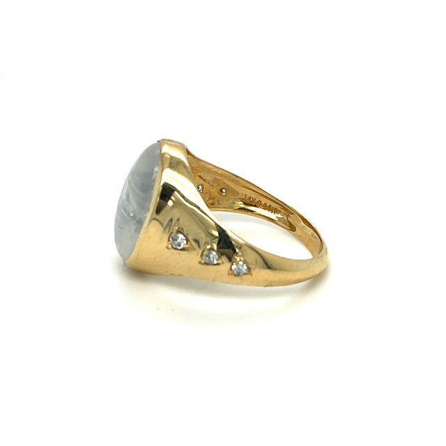 Anillo De Diamantes Rainbow Moon Stone 5.06 Ct.