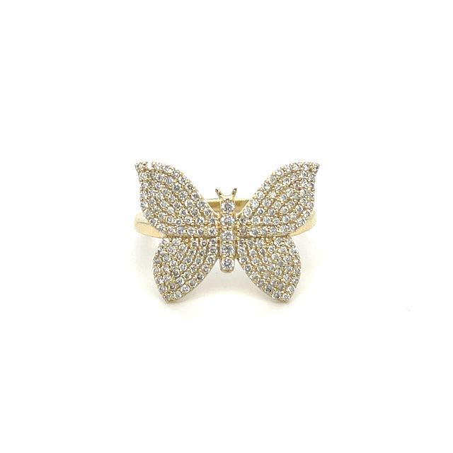 Anillo Mariposa De Oro Amarillo Con Diamantes 0.63 Ct.