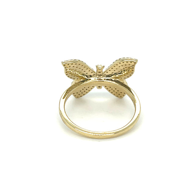 Anillo Mariposa De Oro Amarillo Con Diamantes 0.63 Ct.