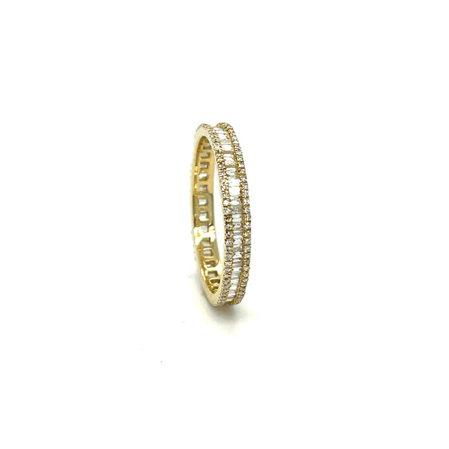 Anillo Baguette De Diamantes En Oro Amarillo De 14 Kt 0.66 Ct.