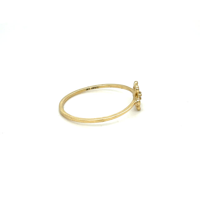 Anillo De Flor De Diamante De Oro Amarillo De 14Kt 0.07 Ct.