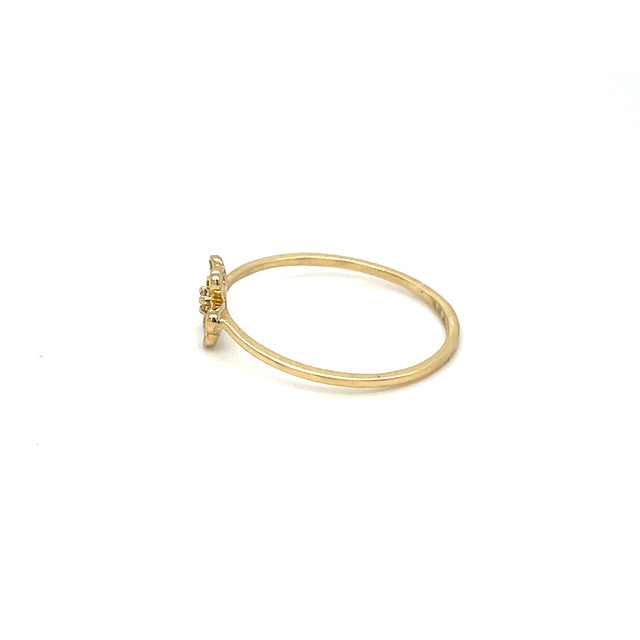 Anillo De Flor De Diamante De Oro Amarillo De 14Kt 0.07 Ct.