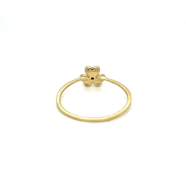 Anillo De Flor De Diamante De Oro Amarillo De 14Kt 0.07 Ct.