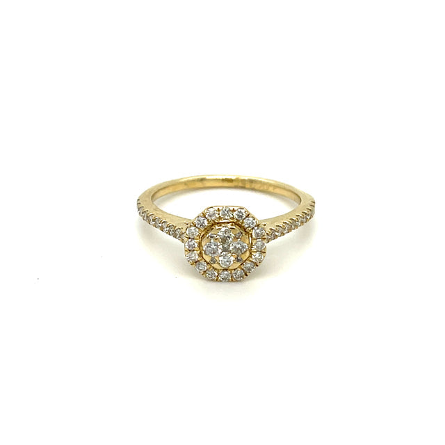 Anillo De Oro Amarillo Y Diamantes 0.56 Ct.