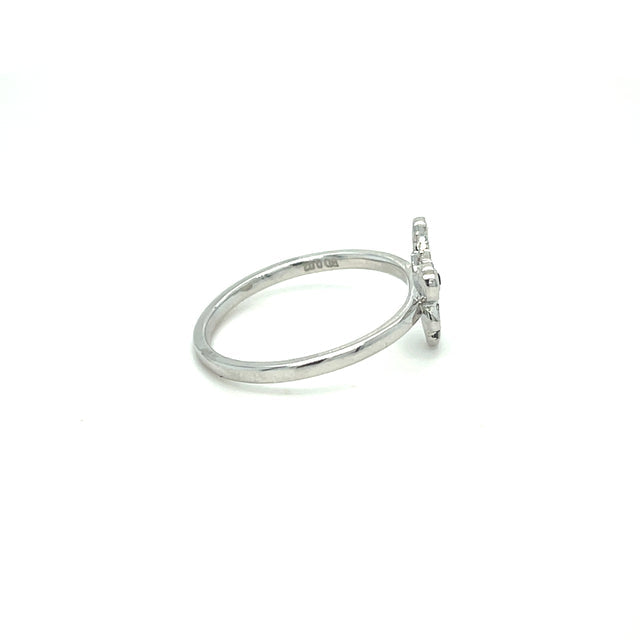 Anillo Abeja De Oro Blanco Y Diamantes 0.05 Ct.