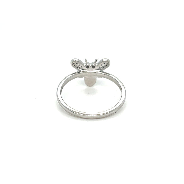 Anillo Abeja De Oro Blanco Y Diamantes 0.05 Ct.